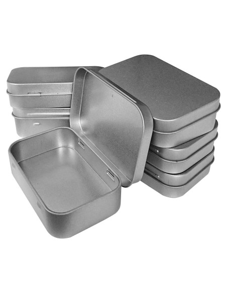 30 Contenedores de Metal Hulless con Bisagra 9.4x5.8 cm