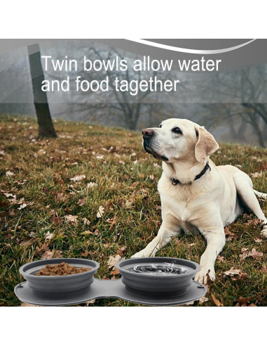 Cuencos Plegables para Perros IFOYO 2 en 1 Antideslizante Gris