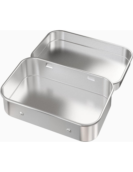 30 Contenedores de Metal Hulless con Bisagra 9.4x5.8 cm