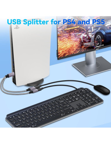 Cable Divisor USB 1 a 2 Salidas ROÉKO 25 cm - Carga y Datos