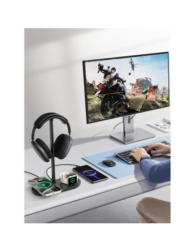 Soporte para Auriculares 5 en 1 TopMade con Carga Inalámbrica