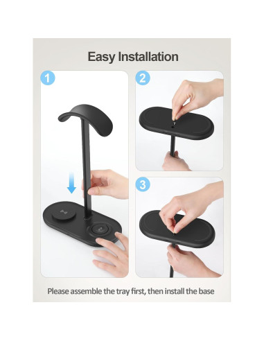 Soporte para Auriculares 5 en 1 TopMade con Carga Inalámbrica