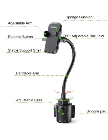Soporte para Teléfono en Taza Esoulk Ajustable 4-7"