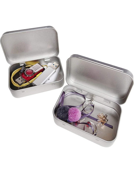 30 Contenedores de Metal Hulless con Bisagra 9.4x5.8 cm