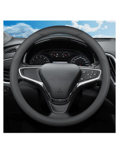 Cubierta de Volante SZYUCHEN para Chevy 14.5-15" Cuero Negro