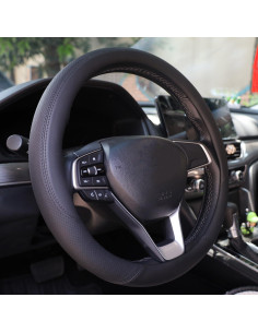 Cubierta de Volante SZYUCHEN para Chevy 14.5-15" Cuero Negro 2