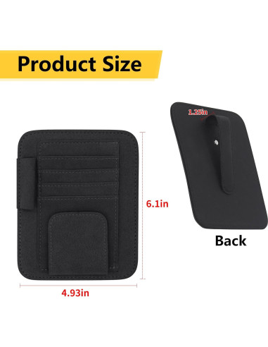 Organizador de Visera Solar Pauuooa Negro - Almacenamiento para Tarjetas y Gafas