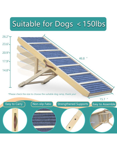 Rampa Plegable para Perros AKACIJA 118.9 cm Madera Antideslizante