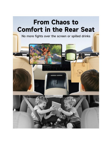 Soporte de Tableta para Asiento Trasero VEEFINE con Soporte para Vaso