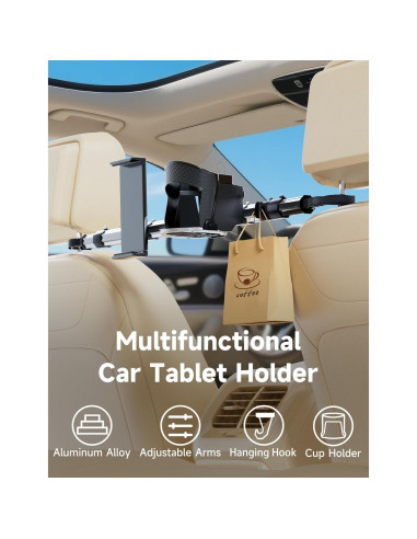 Soporte de Tableta para Asiento Trasero VEEFINE con Soporte para Vaso
