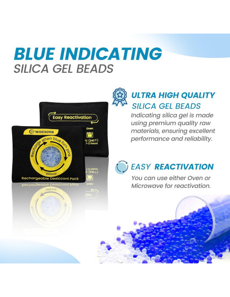 Paquete de 3 deshidratantes de gel de sílice 100g Wisesorbent