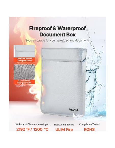 Bolsa Aislante a Prueba de Fuego VEVOR 380x282mm Impermeable