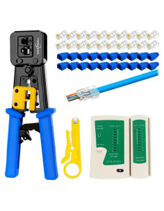 Kit de Crimpado RJ45 YWNEGWE Cat5 Cat5e Cat6 con 20 Conectores