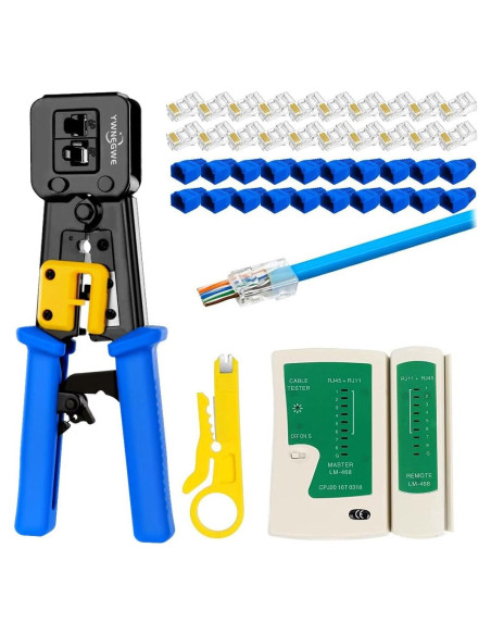 Kit de Crimpado RJ45 YWNEGWE Cat5 Cat5e Cat6 con 20 Conectores
