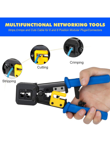 Kit de Crimpado RJ45 YWNEGWE Cat5 Cat5e Cat6 con 20 Conectores