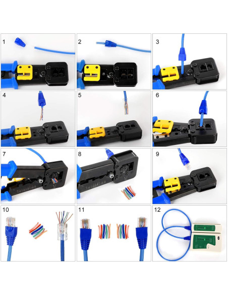Kit de Crimpado RJ45 YWNEGWE Cat5 Cat5e Cat6 con 20 Conectores
