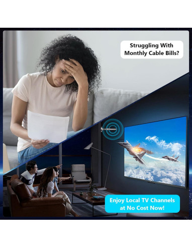 Antena de TV Digital QGClearSO Interior 4K 193 km Alcance