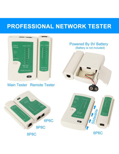 Kit de Crimpado RJ45 YWNEGWE Cat5 Cat5e Cat6 con 20 Conectores
