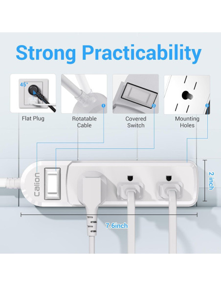 Toma de Corriente Exterior Calionltd 3 Pies Blanca a Prueba de Agua