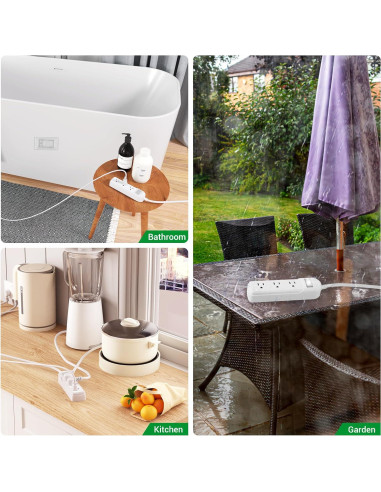 Toma de Corriente Exterior Calionltd 3 Pies Blanca a Prueba de Agua