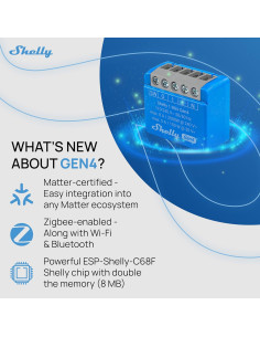 Interruptor Inteligente Shelly 1 Mini Gen4 | Wi-Fi, Zigbee, 8A | 2 Paquete 2