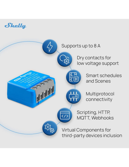 Interruptor Inteligente Shelly 1 Mini Gen4 | Wi-Fi, Zigbee, 8A | 2 Paquete