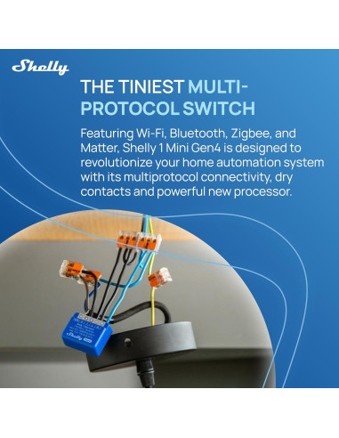 Interruptor Inteligente Shelly 1 Mini Gen4 | Wi-Fi, Zigbee, 8A | 2 Paquete
