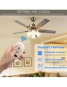 Control Remoto Ventilador de Techo Eogifee 35T 3 Velocidades 2