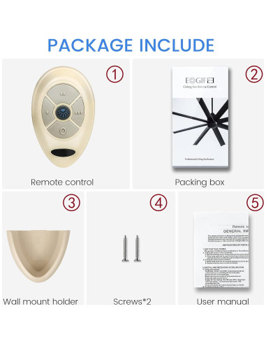Control Remoto Ventilador de Techo Eogifee 35T 3 Velocidades