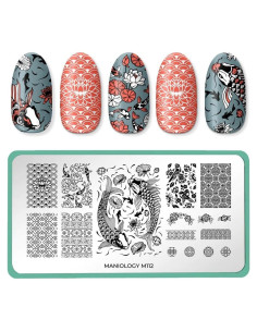 Placa de Estampado de Uñas Maniology Koi Japonés 12.1x6.1cm