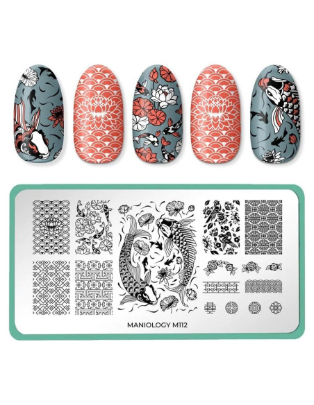 Placa de Estampado de Uñas Maniology Koi Japonés 12.1x6.1cm