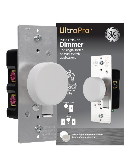 Interruptor Regulador de Luz Rotativo GE 3 Vías con Perillas