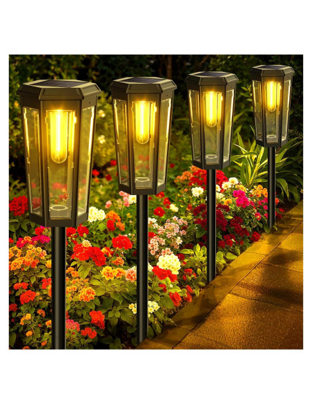 Luces Solares KINKAI para Jardín - Paquete de 6 Luz Cálida