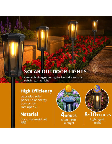 Luces Solares KINKAI para Jardín - Paquete de 6 Luz Cálida