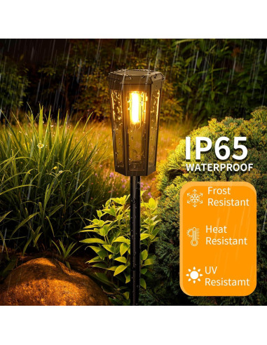 Luces Solares KINKAI para Jardín - Paquete de 6 Luz Cálida