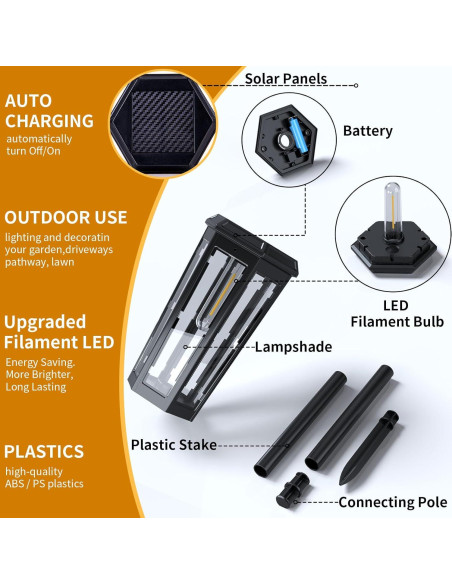 Luces Solares KINKAI para Jardín - Paquete de 6 Luz Cálida