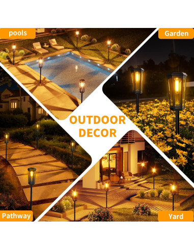 Luces Solares KINKAI para Jardín - Paquete de 6 Luz Cálida