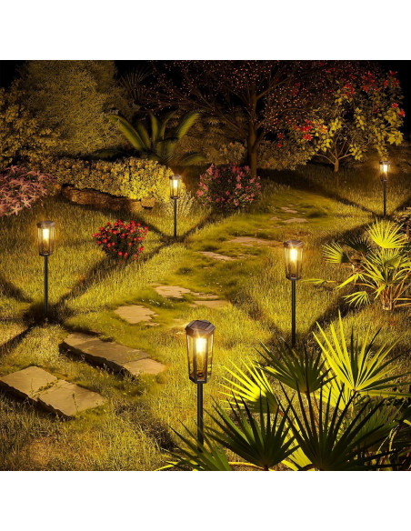 Luces Solares KINKAI para Jardín - Paquete de 6 Luz Cálida