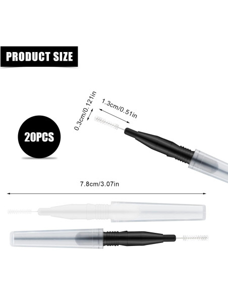 20 Cepillos Micro para Cejas y Pestañas LUTER - Con Tapa