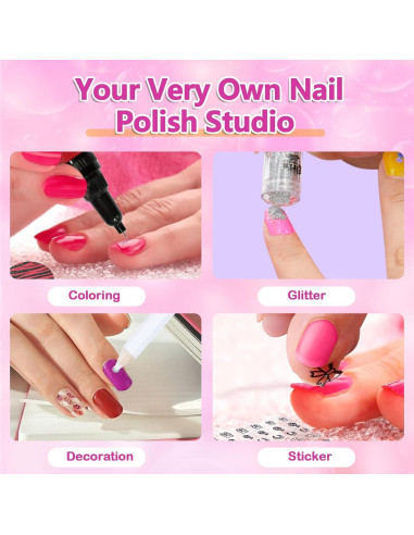 Kit de Esmalte de Uñas para Niñas Combaybe - 8 Colores No Tóxicos