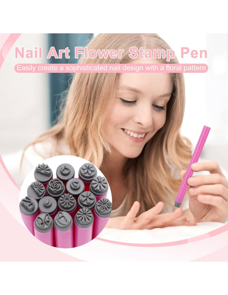 Juego de Sellos para Uñas TRTYEF 15 Piezas Diseño Floral
