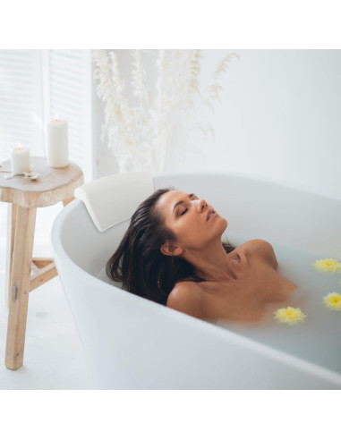 Cojín de Baño POPETPOP Impermeable 29.5x14.5 cm Blanco