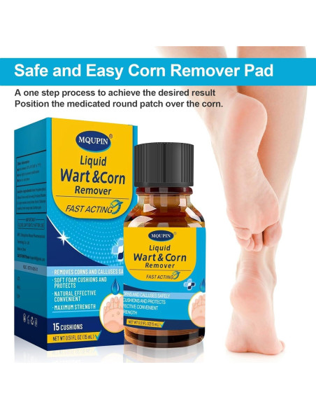 Removedor de Maíz MQUPIN 15ml x 2 + 30 Almohadillas + 10 Hisopos