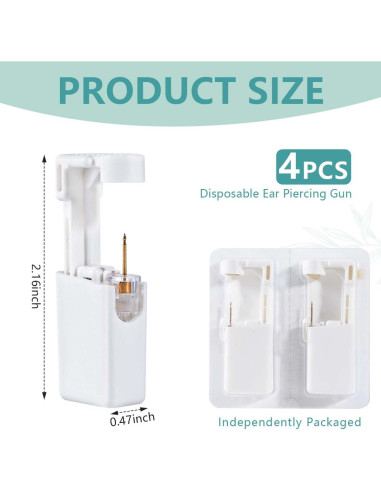 Kit de Perforación de Orejas Desechable OBTANIM - 4 Piezas Oro