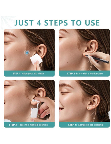 Kit de Perforación de Orejas Desechable OBTANIM - 4 Piezas Oro