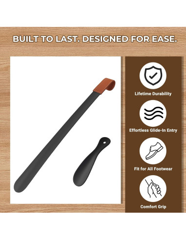 Cuchara de Calzado de Metal Amroicus 2 Piezas Mango Largo