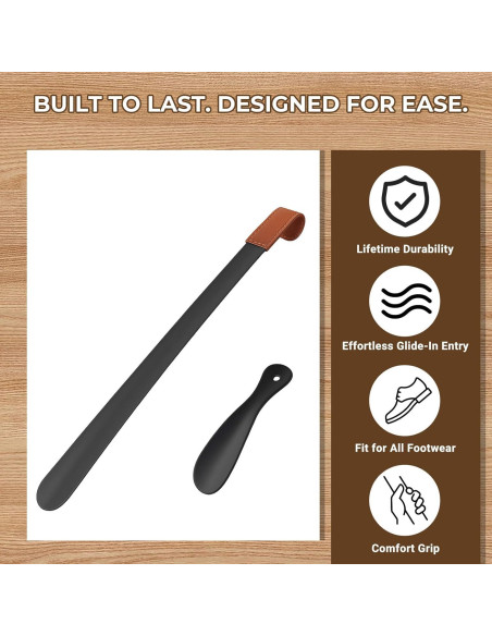 Cuchara de Calzado de Metal Amroicus 2 Piezas Mango Largo