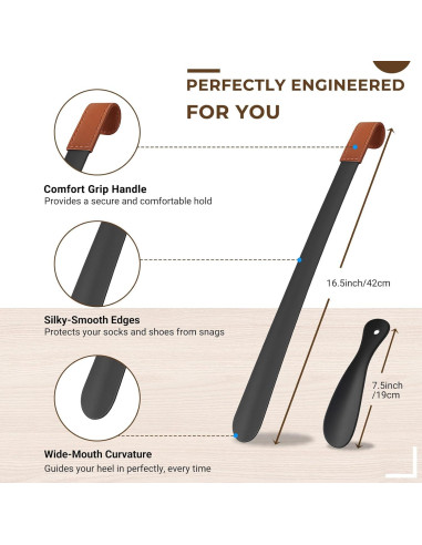 Cuchara de Calzado de Metal Amroicus 2 Piezas Mango Largo