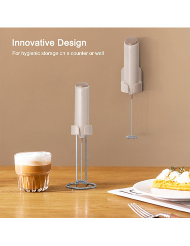 Espumador de Leche Eléctrico ELMWAY KJBQ-10 Recargable Beige