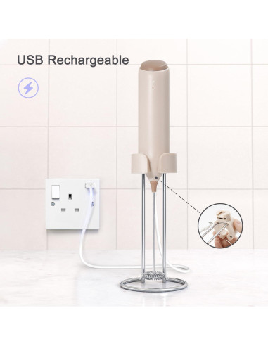 Espumador de Leche Eléctrico ELMWAY KJBQ-10 Recargable Beige